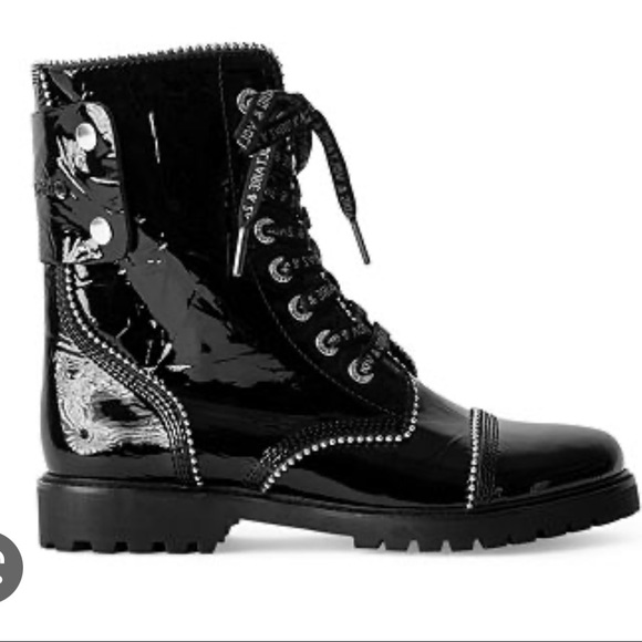 Zadig & Voltaire Shoes - Zadig & Voltaire Women's Joe Stud Piping Wrinkled Patent Leather Ranger Boots